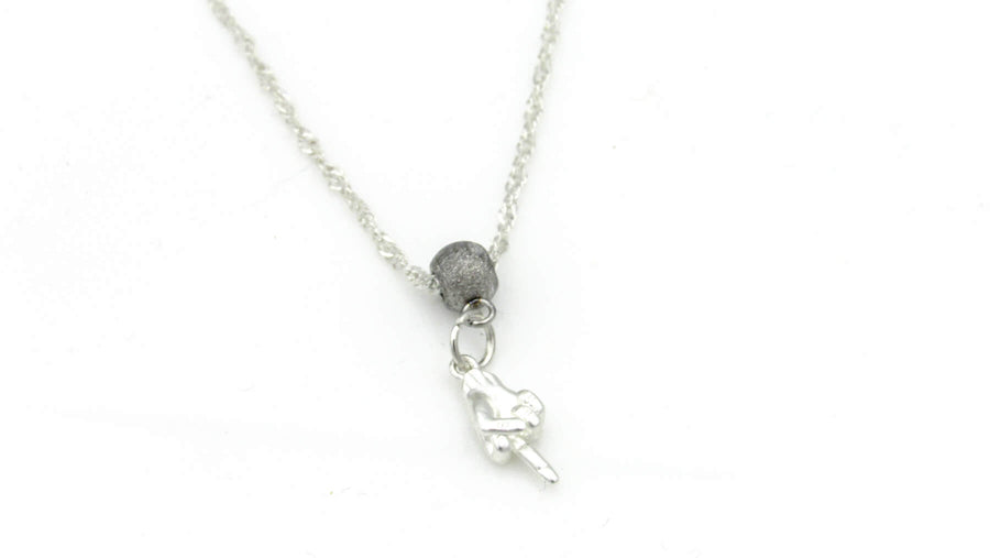 Middle Finger Necklace on Dainty Twisted Chain in Silver or Black Necklaces Oh, Heart!