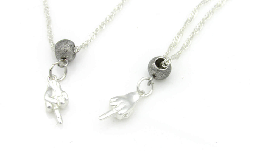 Middle Finger Necklace on Dainty Twisted Chain in Silver or Black Necklaces Oh, Heart!