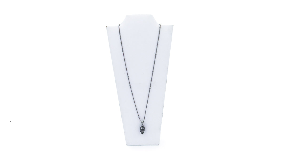 Black Skull with Rhinestones Dangle Charm Necklace Necklaces Oh, Heart!