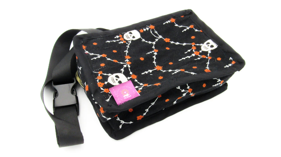 Black and Gold Skull Painted Pleather Fanny Pack Handbags Oh, Heart!