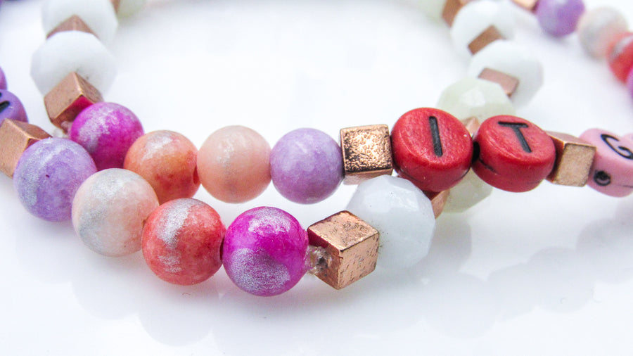 Lesbian Pride Funny Stackable Bracelet Set - "It Gets Wetter" Bracelets Oh, Heart!