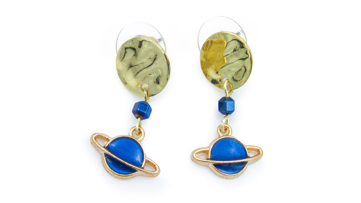 Space Themed Dangle Earrings With a Neptune Charm Earrings Oh, Heart!