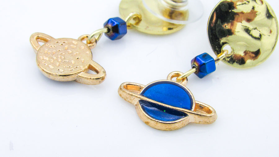 Space Themed Dangle Earrings With a Neptune Charm Earrings Oh, Heart!