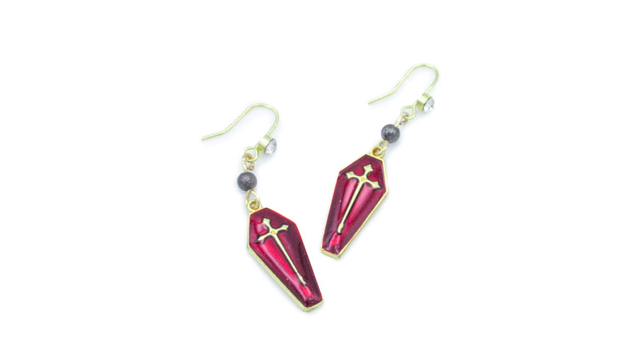 Blood Red and Black Coffin Dangle Earrings Earrings Oh, Heart!