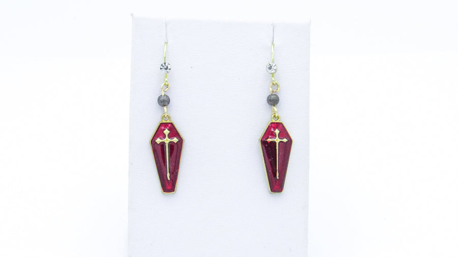 Blood Red and Black Coffin Dangle Earrings Earrings Oh, Heart!
