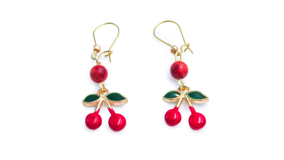 Cherry Scented Enamel Charm Dangle Earrings Earrings Oh, Heart!
