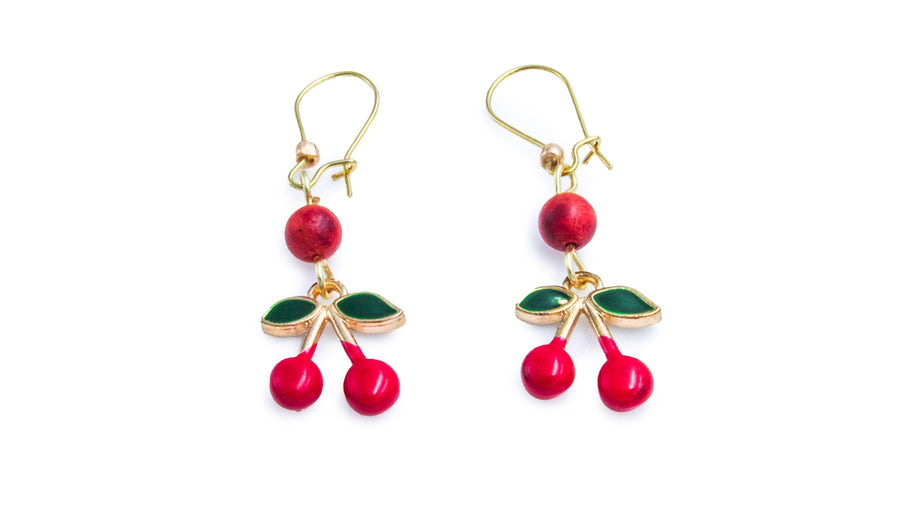 Cherry Scented Enamel Charm Dangle Earrings Earrings Oh, Heart!
