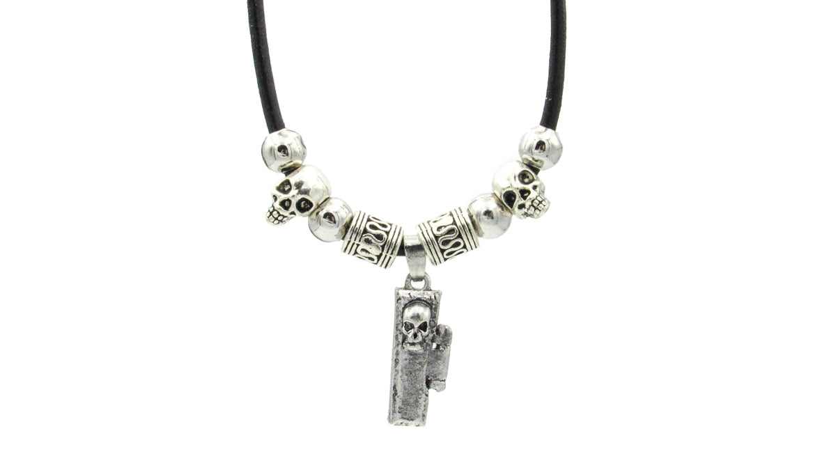 Coffin and Skulls Leather Necklace Necklaces Oh, Heart!