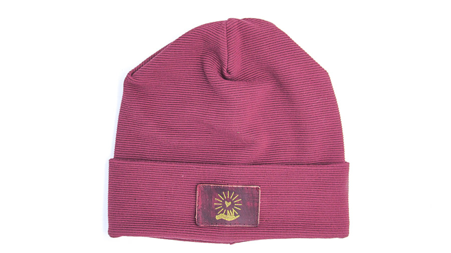 Ribbed Slouchy Beanie and Leather Patch Beanie Oh, Heart!