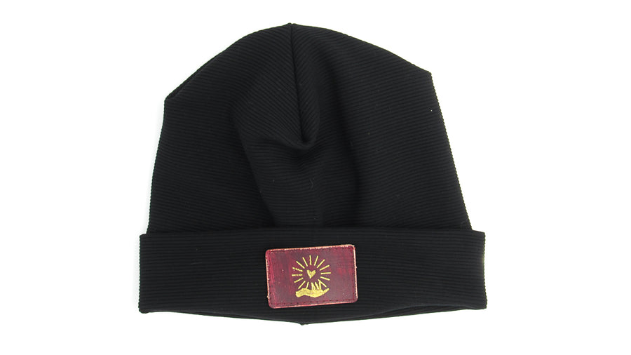 Ribbed Slouchy Beanie and Leather Patch Beanie Oh, Heart!