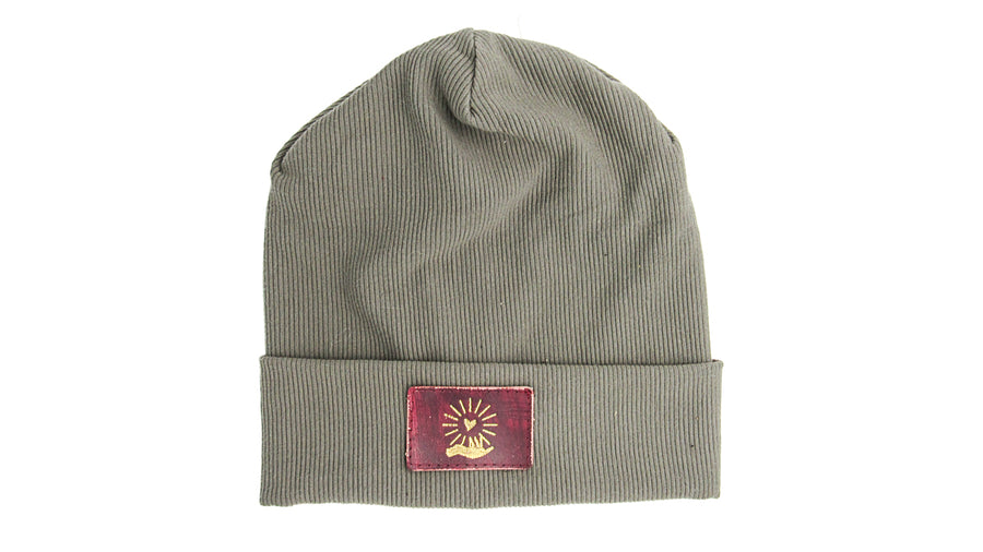 Ribbed Slouchy Beanie and Leather Patch Beanie Oh, Heart!