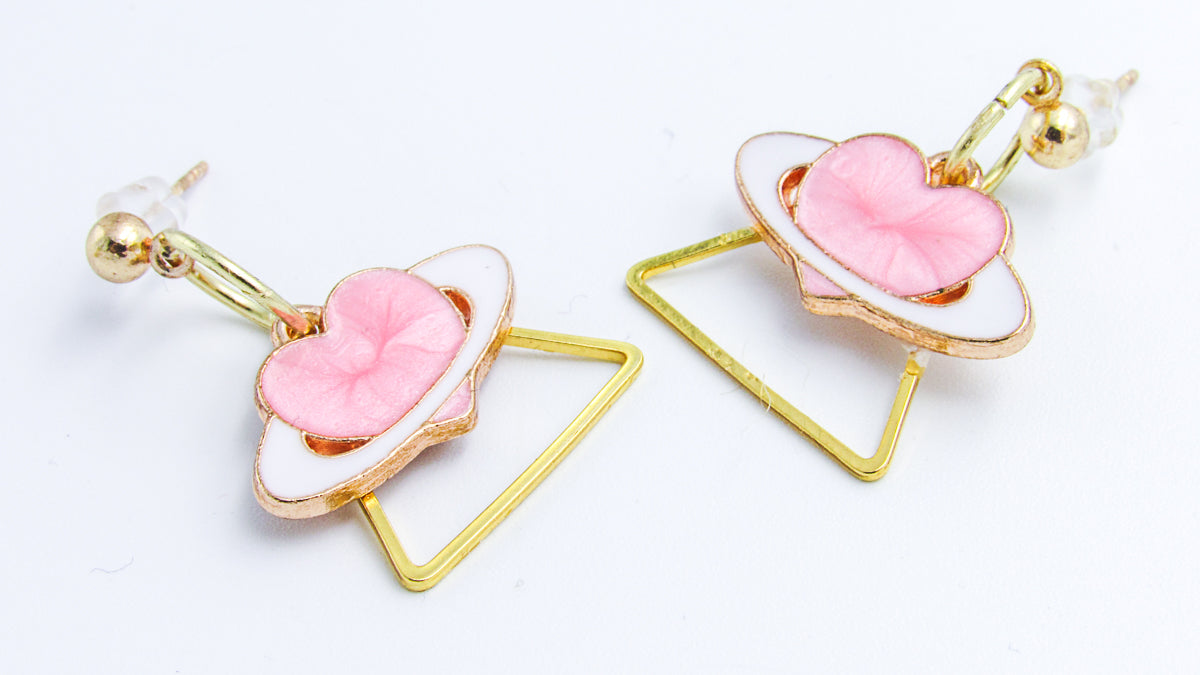 Geometric Heart Shaped Planet Earrings Earrings Oh, Heart!