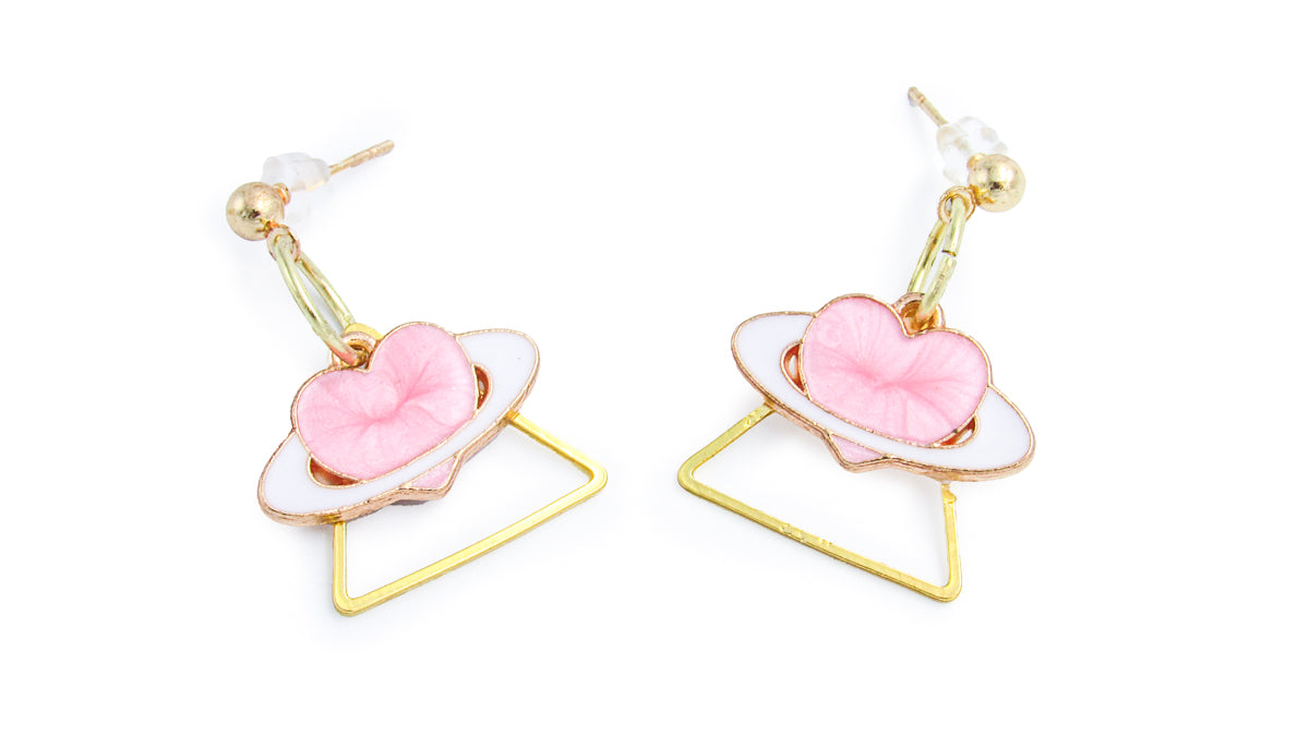 Geometric Heart Shaped Planet Earrings Earrings Oh, Heart!