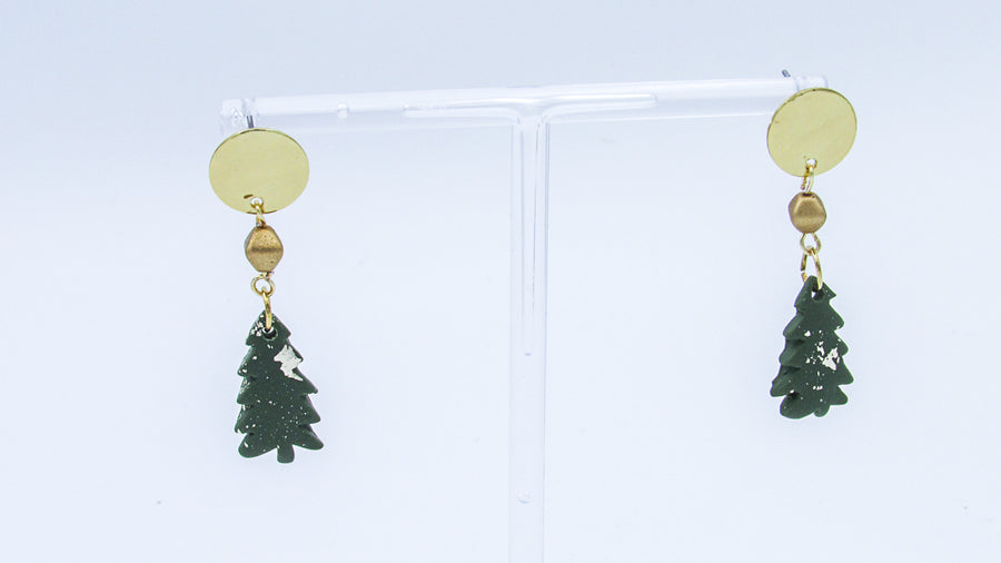 Polymer Clay Tree and Gold Leaf Dangle Earrings Earrings Oh, Heart!