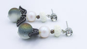 Iridescent Angel and Pearls Dangle Holiday Earrings Earrings Oh, Heart!