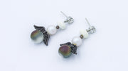 Iridescent Angel and Pearls Dangle Holiday Earrings Earrings Oh, Heart!