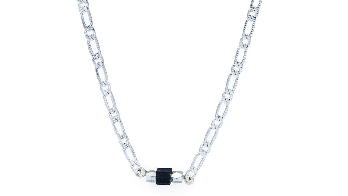 Silver Chain Necklace with Hematite Cube Necklaces Oh, Heart!