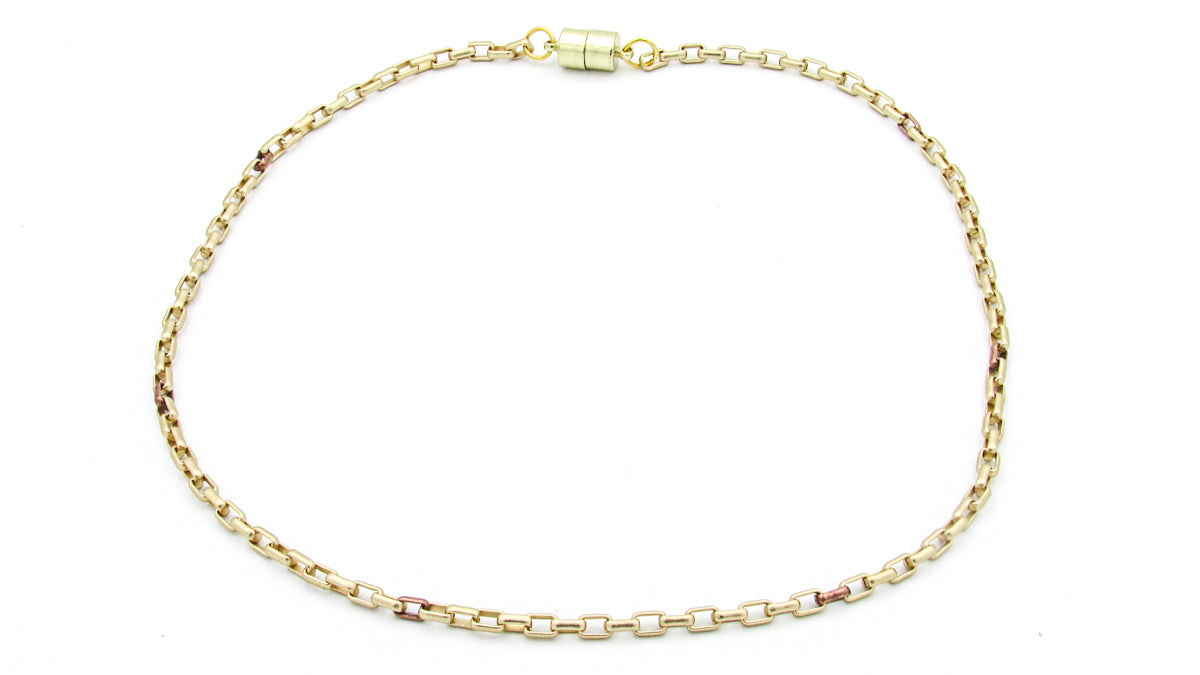 Mixed Metal Round Box Chain Necklace Necklaces Oh, Heart!