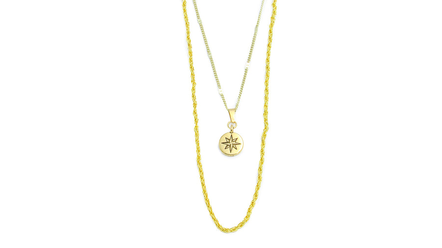 Compass Charm Double Strand Necklace Set Necklaces Oh, Heart!