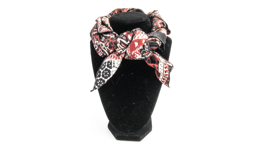 Red, Black and White Multipattern Charmeuse Bandana Scarves Oh, Heart!