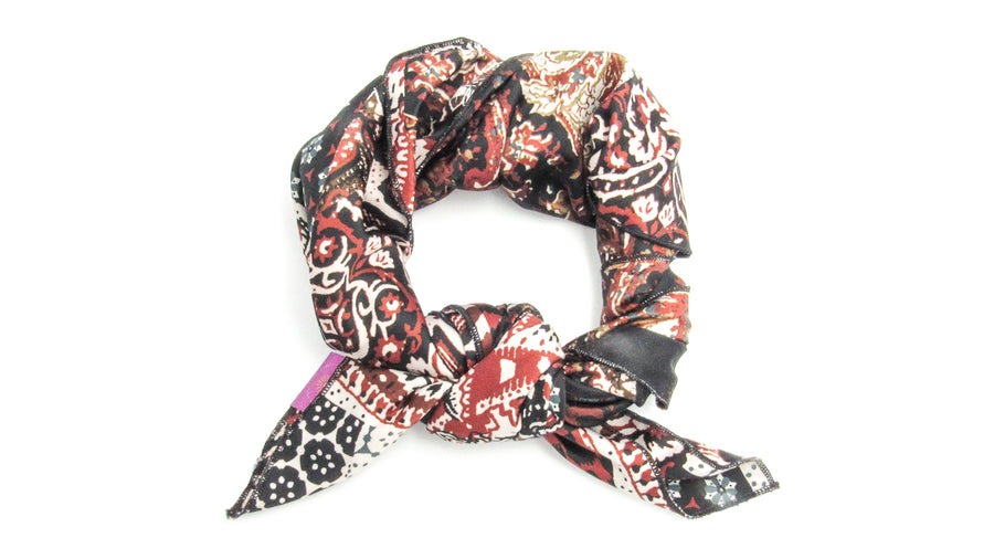 Red, Black and White Multipattern Charmeuse Bandana Scarves Oh, Heart!