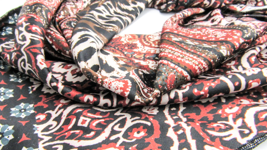 Red, Black and White Multipattern Charmeuse Bandana Scarves Oh, Heart!