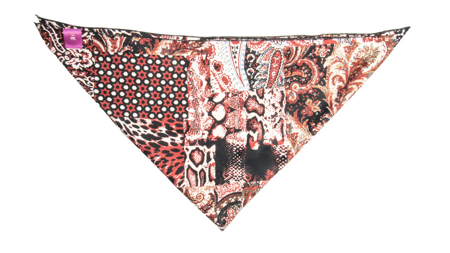 Red, Black and White Multipattern Charmeuse Bandana Scarves Oh, Heart!