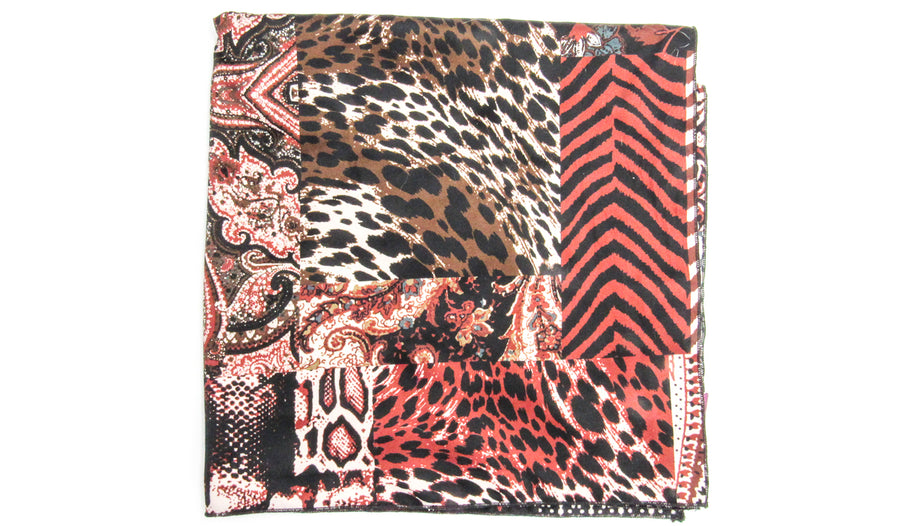 Red, Black and White Multipattern Charmeuse Bandana Scarves Oh, Heart!