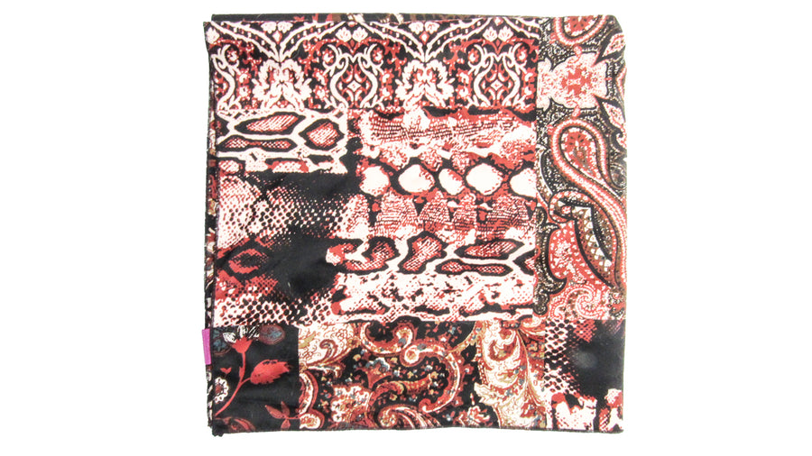 Red, Black and White Multipattern Charmeuse Bandana Scarves Oh, Heart!