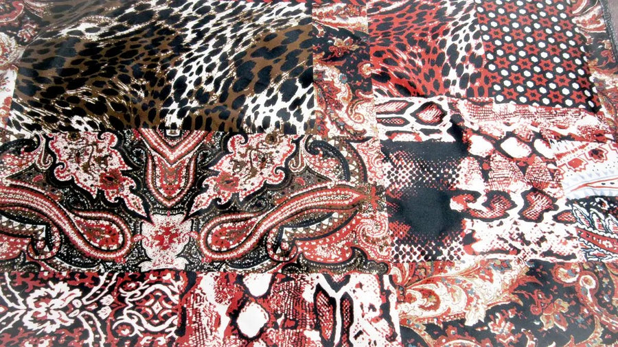 Red, Black and White Multipattern Charmeuse Bandana Scarves Oh, Heart!