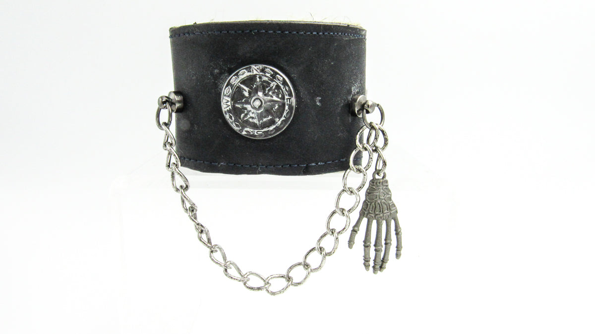 Pirate Themed Leather Cuff With Faux Fur Lining Bracelets Oh, Heart!