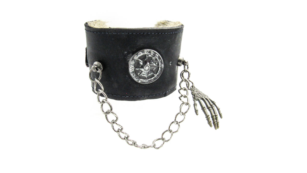 Pirate Themed Leather Cuff With Faux Fur Lining Bracelets Oh, Heart!