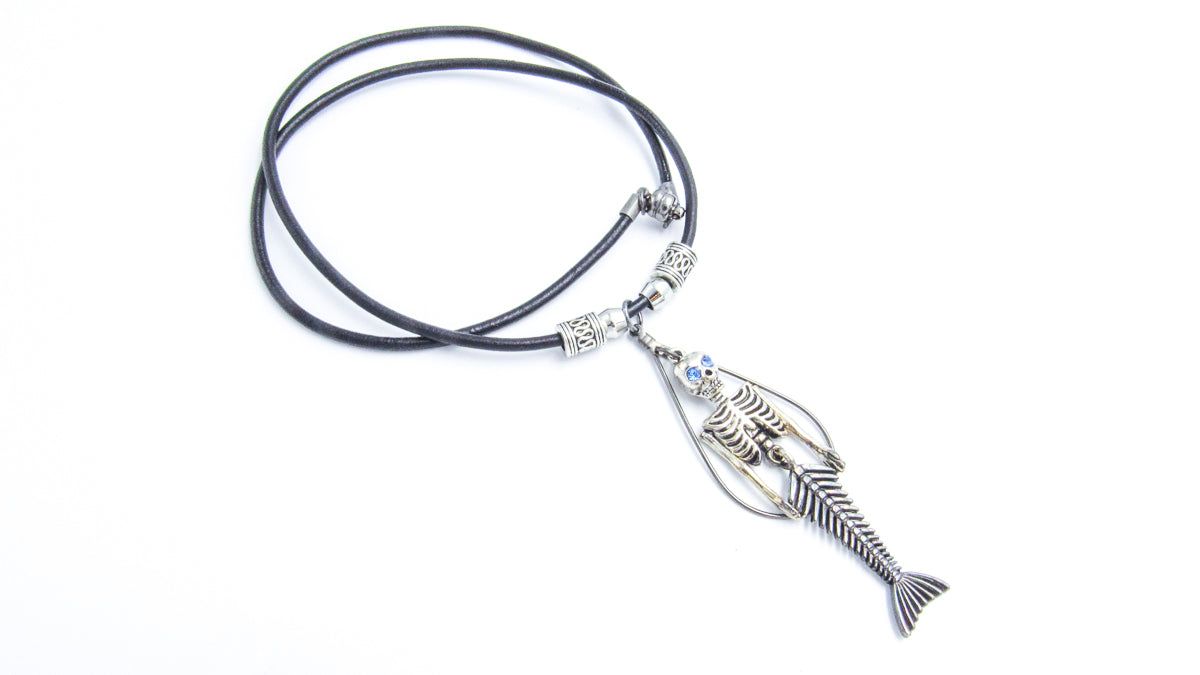 Mermaid Skeleton Leather Necklace Necklaces Oh, Heart!