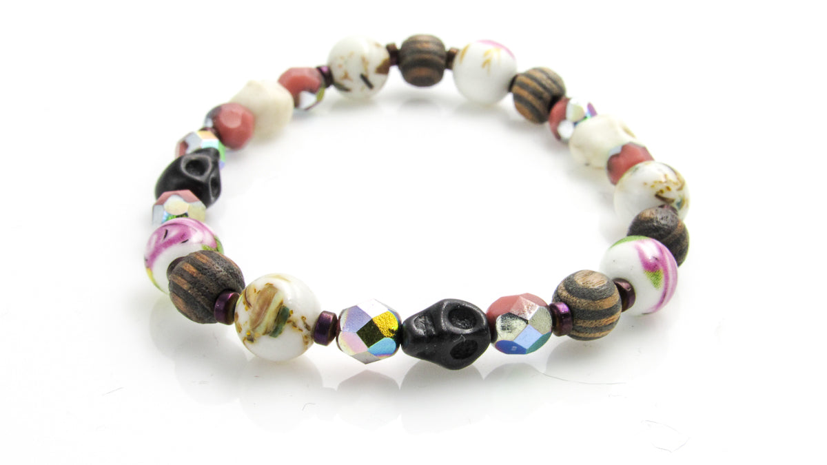 Floral Skulls Stretch Bracelet Bracelets Oh, Heart!