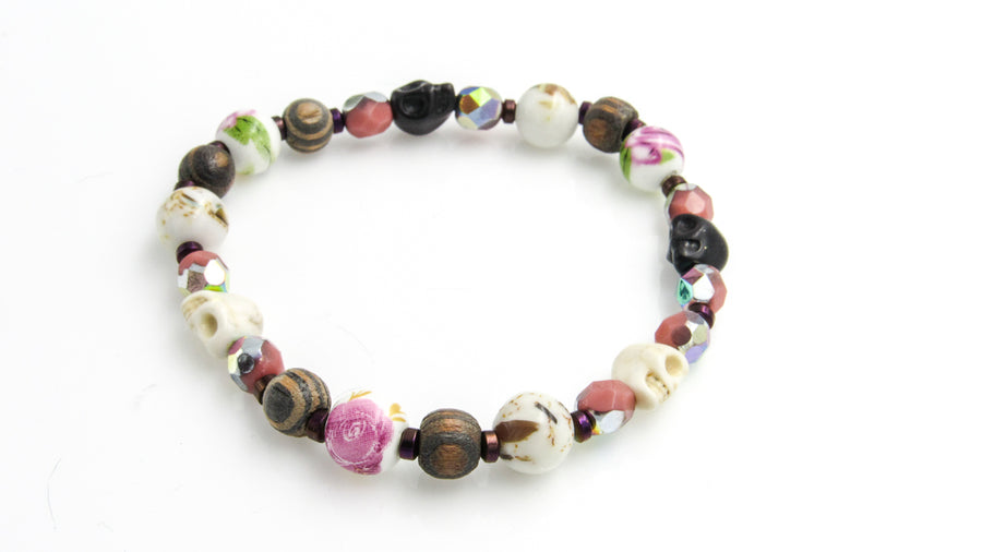 Floral Skulls Stretch Bracelet Bracelets Oh, Heart!