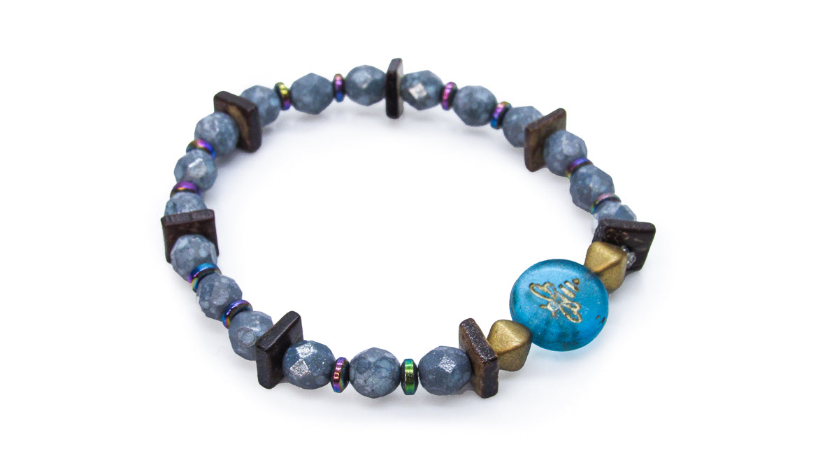 Bee Bead and Semiprecious Stones Stretch Bracelet Bracelets Oh, Heart!