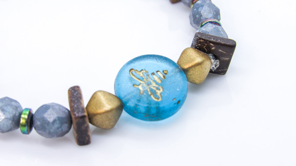 Bee Bead and Semiprecious Stones Stretch Bracelet Bracelets Oh, Heart!
