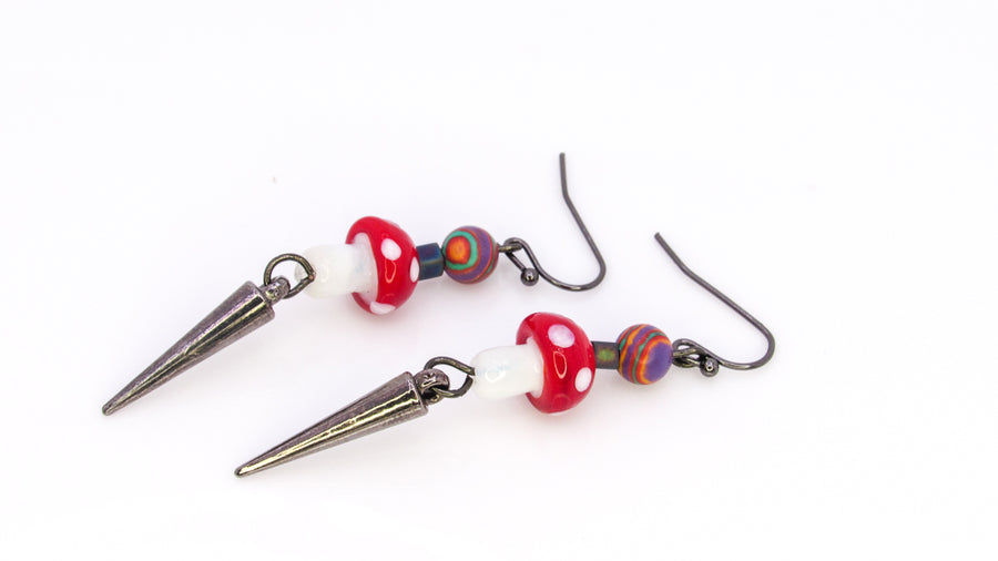 Mushroom Dangle Earrings With Spikes Earrings Oh, Heart!