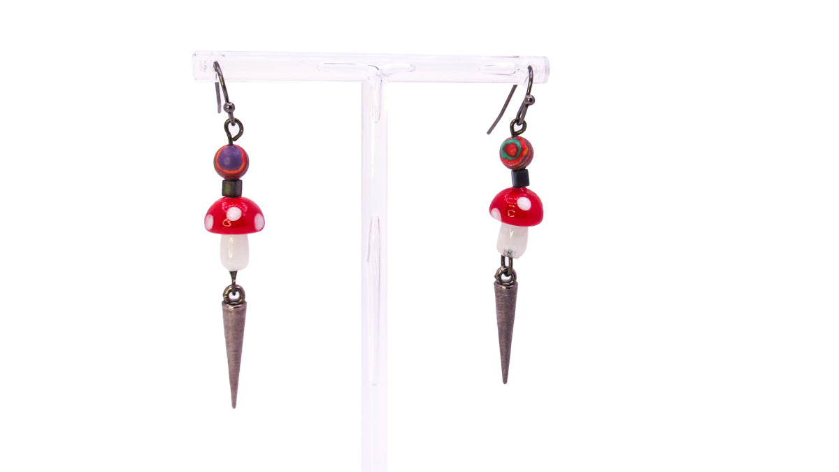 Mushroom Dangle Earrings With Spikes •  Earrings • Oh, Heart!