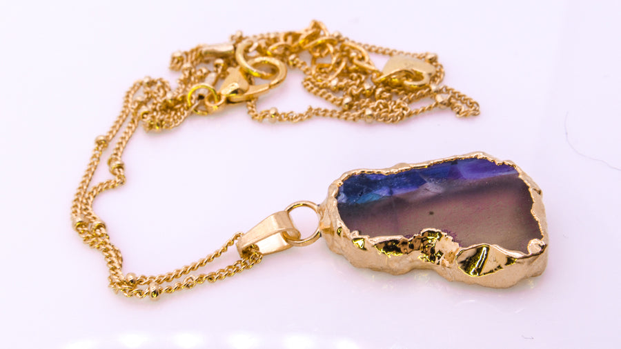 One-of-a-Kind Gold Dipped Gemstone Pendant Necklaces Necklaces Oh, Heart!