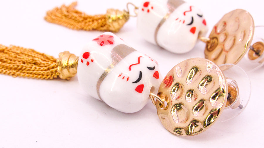 Lucky Cat and Tassel Dangle Earrings Earrings Oh, Heart!