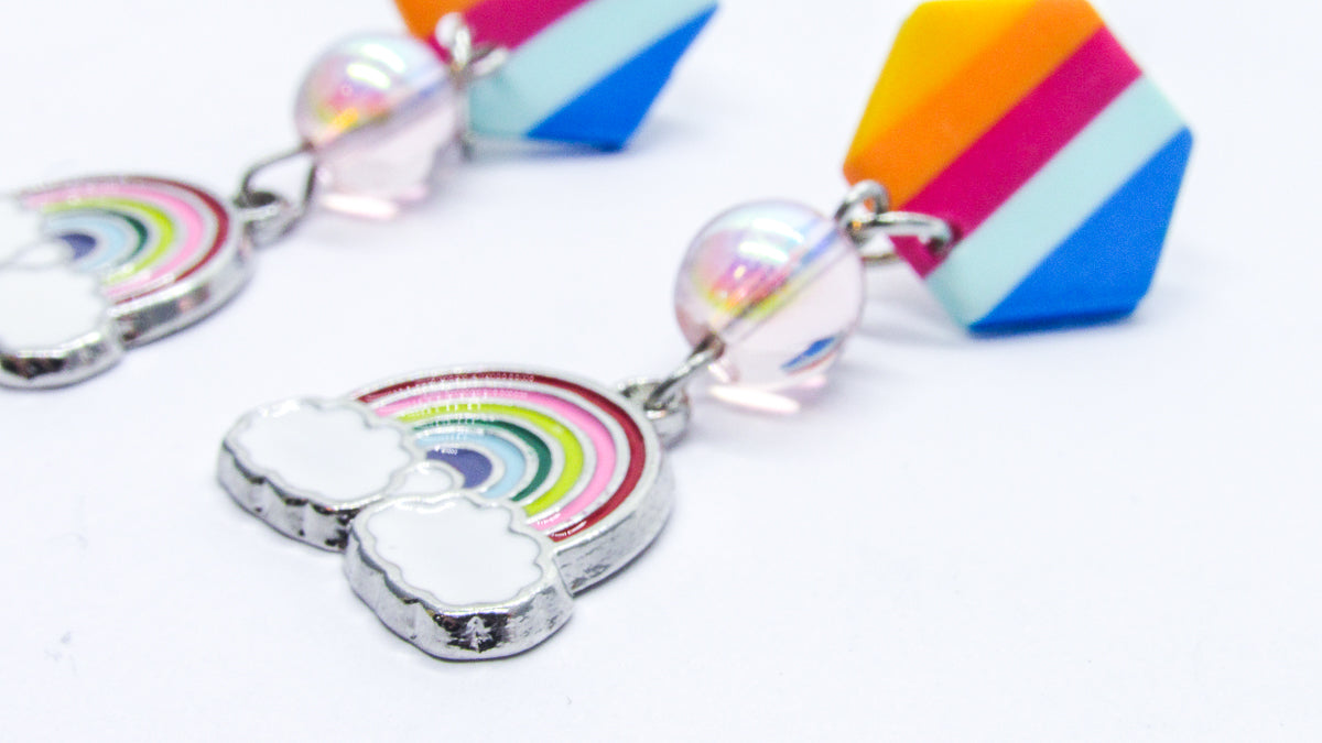 Rainbow Enamel Charm Dangle Earrings Earrings Oh, Heart!