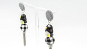 Penguin Dangle Earrings With Plaid Bead and Silver Tassels Earrings Oh, Heart!