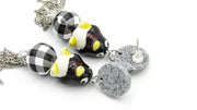 Penguin Dangle Earrings With Plaid Bead and Silver Tassels Earrings Oh, Heart!