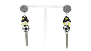 Penguin Dangle Earrings With Plaid Bead and Silver Tassels Earrings Oh, Heart!