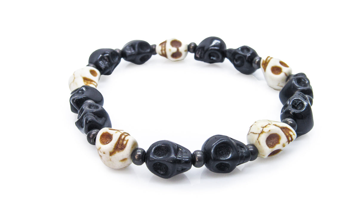 Black and White Skulls Stretch Bracelet Bracelets Oh, Heart!