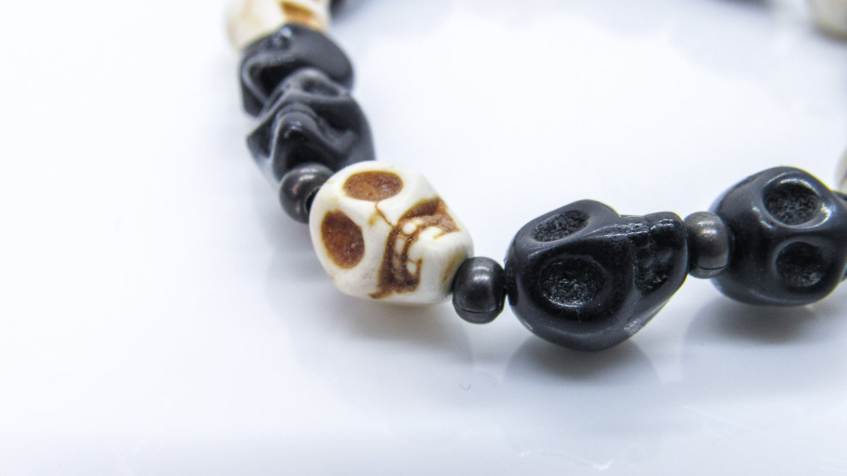 Black and White Skulls Stretch Bracelet •  Bracelets • Oh, Heart!