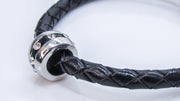 Braided Cord and Striped Silver Bead with CZ Crystals Leather Cuff Bracelets Oh, Heart!