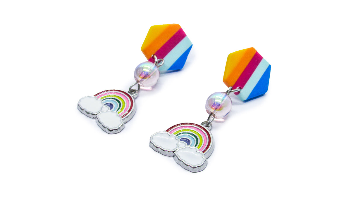Rainbow Enamel Charm Dangle Earrings Earrings Oh, Heart!