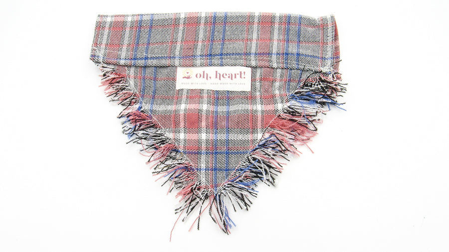 Light Colored Plaid Flannel Pet Bandana Pet Bandana Oh, Heart!